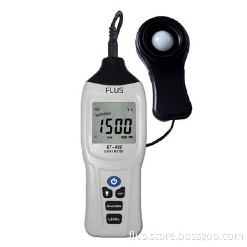 Professional light meter, 0 to 400K Lux, peak capture, maximum/minimum/data record